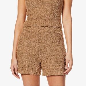 SKIMS Cozy Knit High-Rise Slim Fit Lounge Sleepwear Short Camel Brown S/M